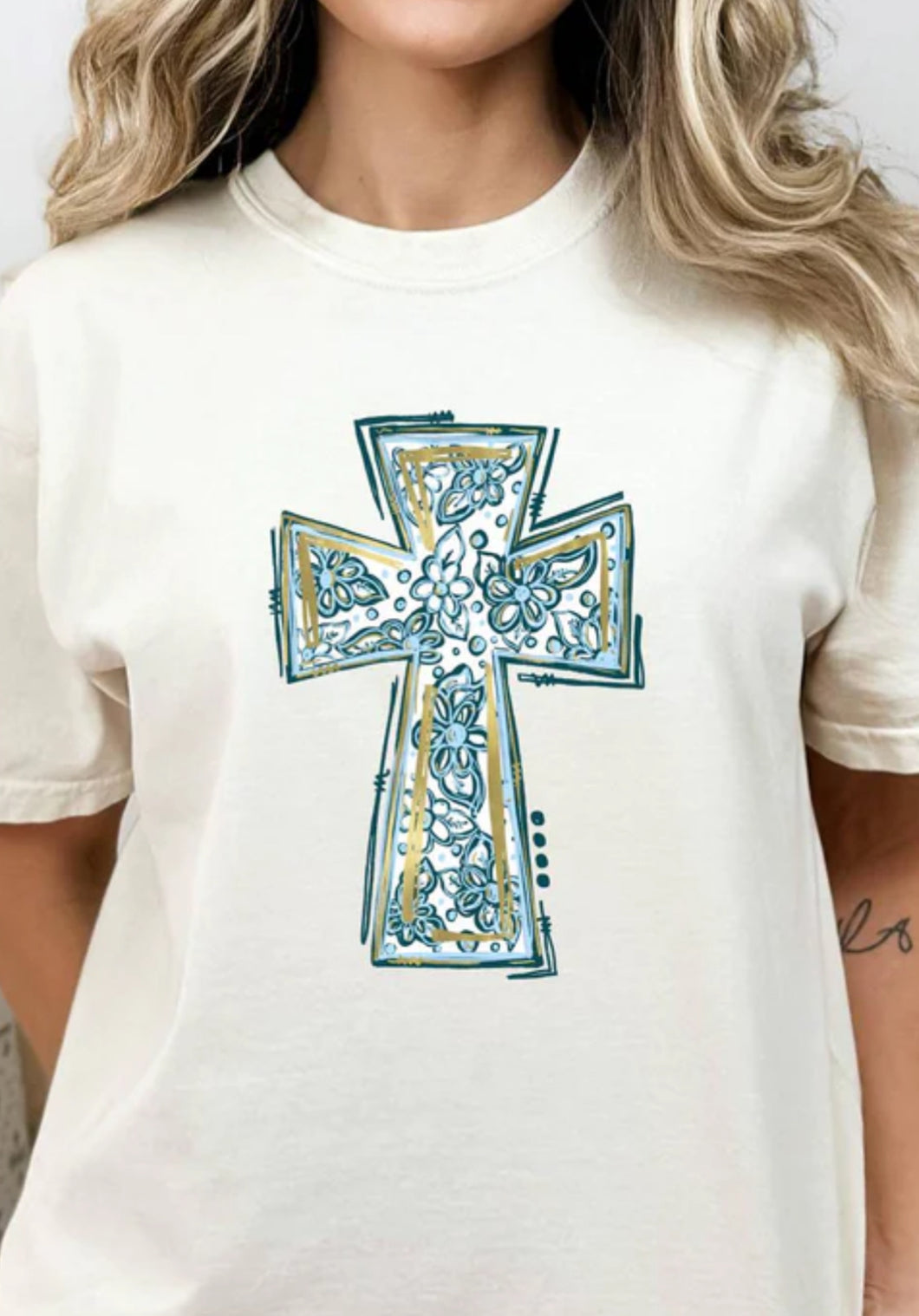 Blue floral cross